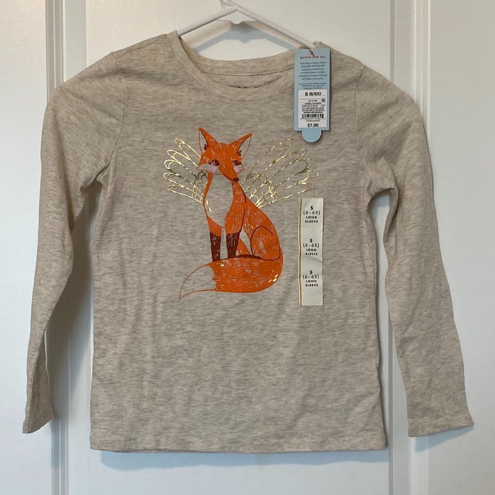 NWT Cat & Jack Long Sleeve Fox Top | S (6/6x)